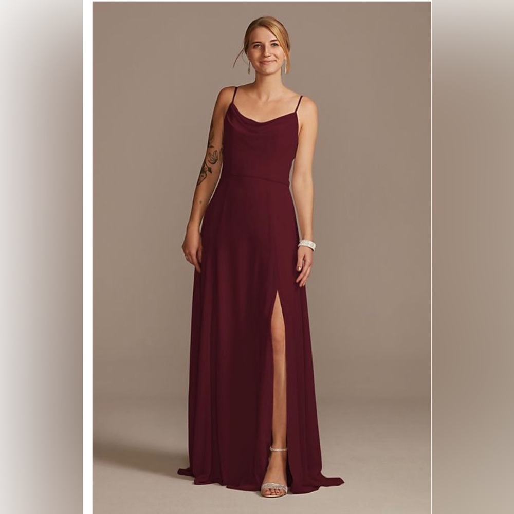 David’s Bridal Size 4 Unaltered Chiffon Wine Wedding Dress